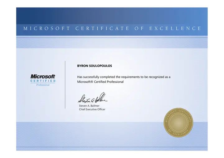 Microsoft Certified Professional certificaat, Microsoft
