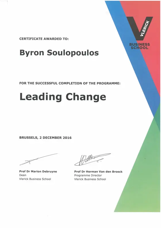 Leading Change certificaat, Vlerick Business School